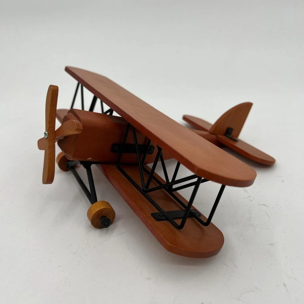 Collectible Handmade Wooden Bi-Plane Small Toy Plane